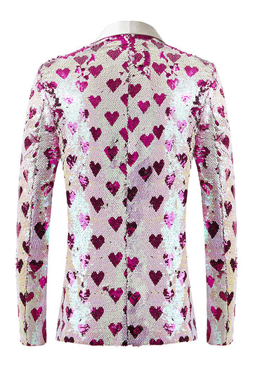 Rosa Lentejuelas Chal Solapa Blazer Hombre